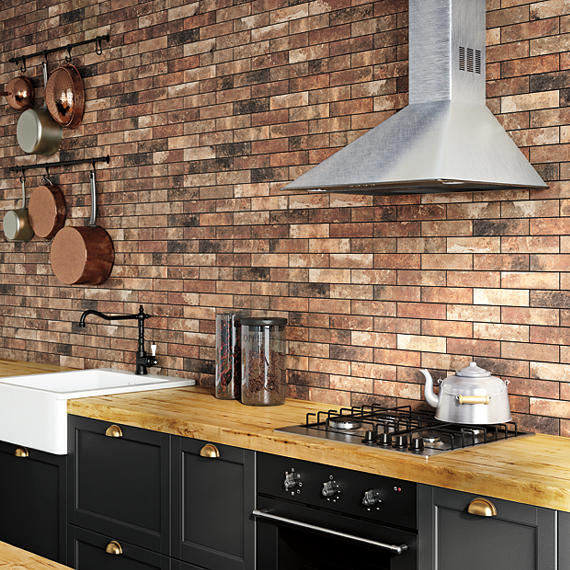 4x8 Urban District Brx Subway Pattern  Natural Stone-Look Matte Smooth Porcelain Tile Rustic Brown