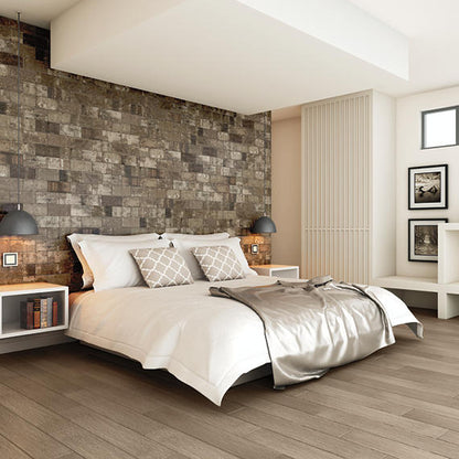 4x8 Urban District Brx Subway Pattern  Natural Stone-Look Matte Smooth Porcelain Tile Dark Brown