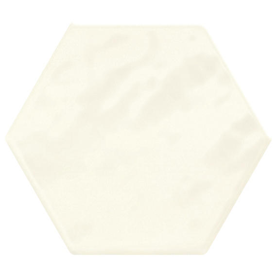 4 Mesmerist Hexagon  Natural Solid-Color Glossy Undulated Glass Tile Ivory Cream