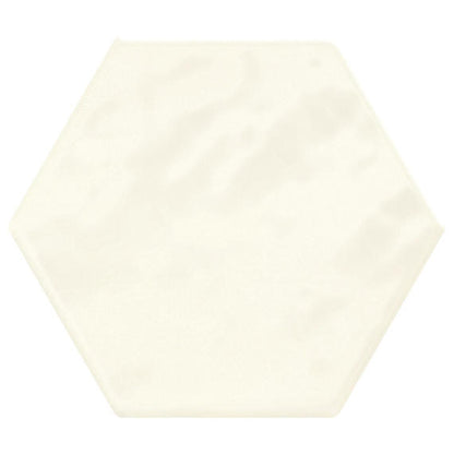 4 Mesmerist Hexagon  Natural Solid-Color Glossy Undulated Glass Tile Ivory Cream