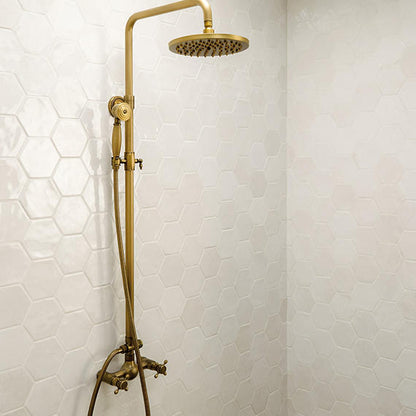 4 Mesmerist Hexagon  Natural Solid-Color Glossy Undulated Glass Tile Ivory Cream