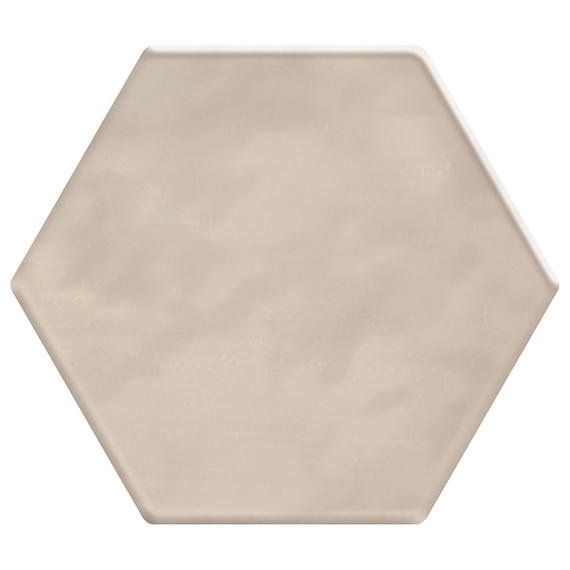 4 Mesmerist Hexagon  Natural Solid-Color Glossy Undulated Glass Tile Sand Beige