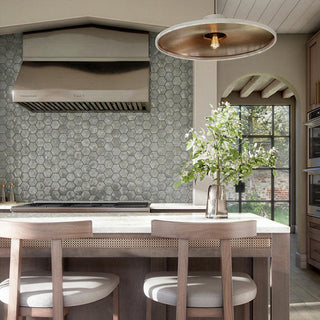 Stone Gray - 4x4 Mesmerist Hexagon Natural Solid-Color Glossy Undulated Glass Tile