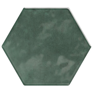 4x4 Mesmerist Hexagon Natural Solid-Color Glossy Undulated Glass Tile