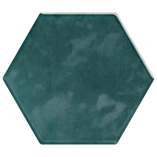 4x4 Mesmerist Hexagon Natural Solid-Color Glossy Undulated Glass Tile