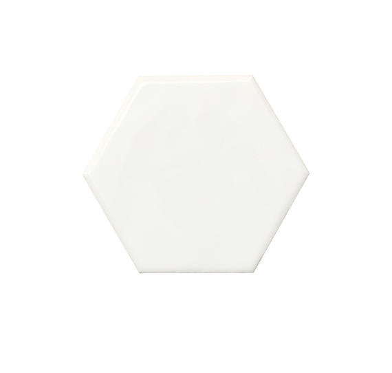 4x4 Playscapes Hexagon  Natural Solid-Color Glossy Undulated Ceramic Tile Soft White