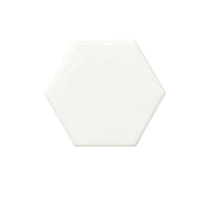 4x4 Playscapes Hexagon  Natural Solid-Color Glossy Undulated Ceramic Tile Soft White