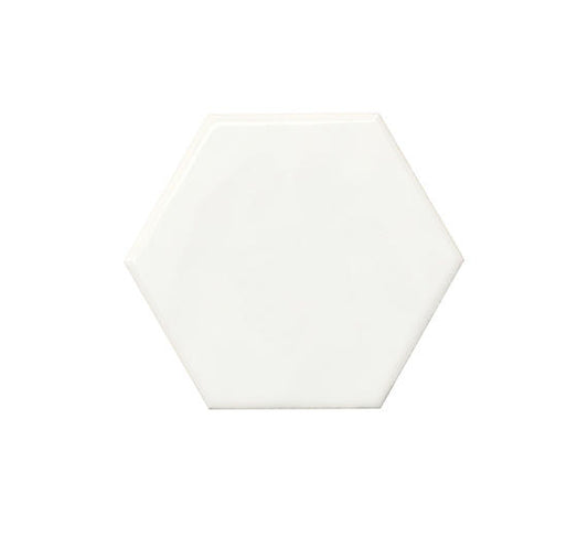 4x4 Playscapes Hexagon Natural Solid-Color Glossy Undulated Ceramic Tile