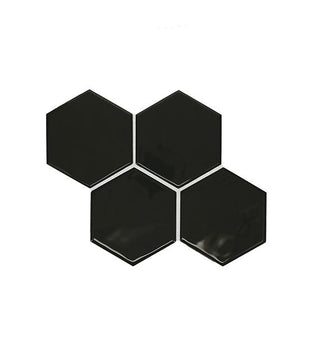 4x4 Playscapes Hexagon Natural Solid-Color Glossy Undulated Ceramic Tile