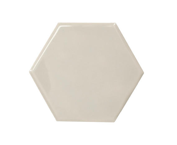4x4 Playscapes Hexagon  Natural Solid-Color Glossy Undulated Ceramic Tile Off White