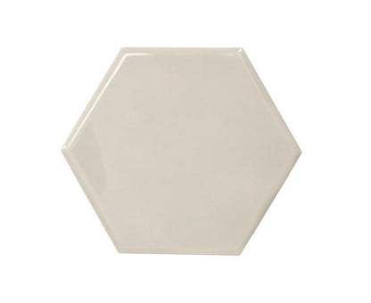 4x4 Playscapes Hexagon  Natural Solid-Color Glossy Undulated Ceramic Tile Off White