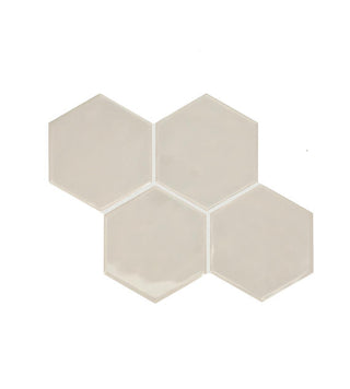 4x4 Playscapes Hexagon Natural Solid-Color Glossy Undulated Ceramic Tile