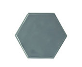 Slate Blue - 4x4 Playscapes Hexagon Natural Solid-Color Glossy Undulated Ceramic Tile