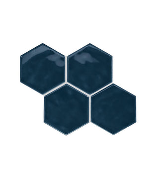 4x4 Playscapes Hexagon Natural Solid-Color Glossy Undulated Ceramic Tile