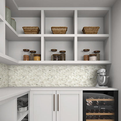 12x12 Decorative Accents Subway Pattern  Mosaic Stone-Look Polished Smooth Marble Tile Cream White