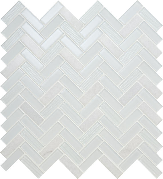 5/8x2 Serentina  Mosaic Mixed-Material Look Glossy Smooth Glass Tile White