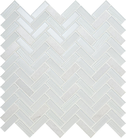 5/8x2 Serentina  Mosaic Mixed-Material Look Glossy Smooth Glass Tile White