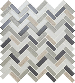 12x13 2 Serentina Mosaic Mixed-Material Look Glossy Smooth Glass Tile