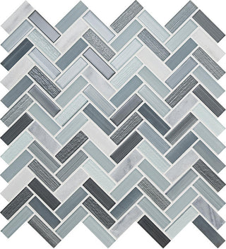 12x13 2 Serentina Mosaic Mixed-Material Look Glossy Smooth Glass Tile