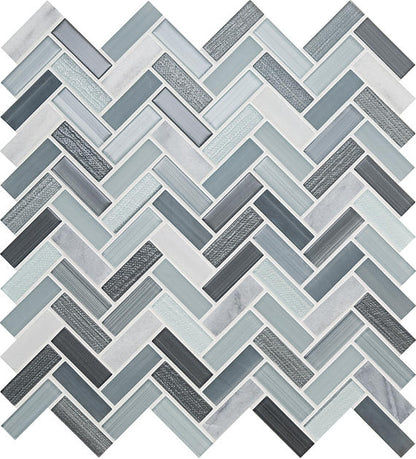 5/8x2 Serentina  Mosaic Mixed-Material Look Glossy Smooth Glass Tile Gray Blue