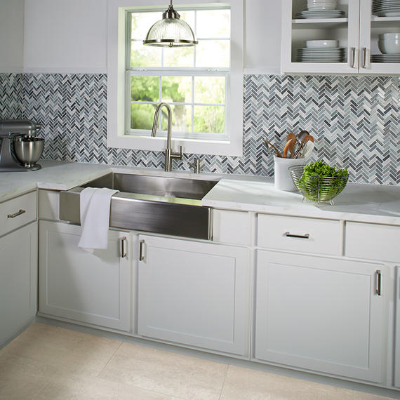 5/8x2 Serentina  Mosaic Mixed-Material Look Glossy Smooth Glass Tile Gray Blue