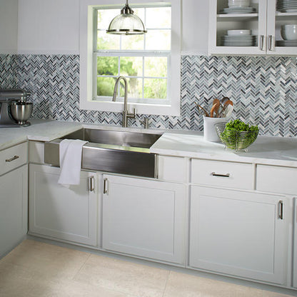 5/8x2 Serentina  Mosaic Mixed-Material Look Glossy Smooth Glass Tile Gray Blue
