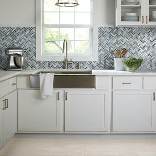 Gray Blue - 12x13 2 Serentina Mosaic Mixed-Material Look Glossy Smooth Glass Tile