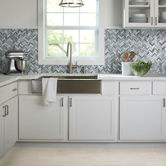 5/8x2 Serentina  Mosaic Mixed-Material Look Glossy Smooth Glass Tile Gray Blue