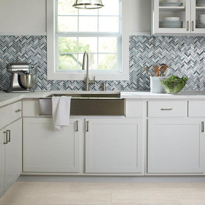 5/8x2 Serentina  Mosaic Mixed-Material Look Glossy Smooth Glass Tile Gray Blue