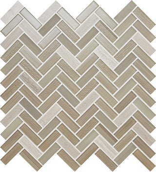 12x13 2 Serentina Mosaic Mixed-Material Look Glossy Smooth Glass Tile