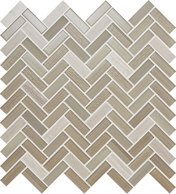 5/8x2 Serentina  Mosaic Mixed-Material Look Glossy Smooth Glass Tile Beige