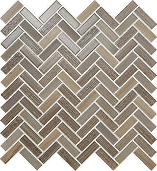 12x13 2 Serentina Mosaic Mixed-Material Look Glossy Smooth Glass Tile