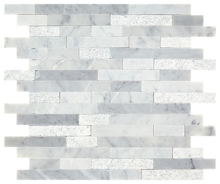 12x12 Minute Mosaix Linear Random Pattern Mosaic Marble-Look Polished Smooth Marble Tile