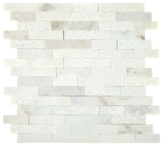 13x12 Minute Mosaix Linear Random Pattern Mosaic Marble-Look Polished Smooth Marble Tile Beige Marble