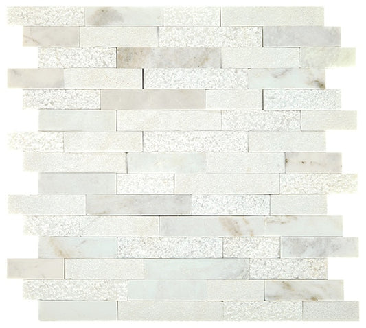 13x12 Minute Mosaix Linear Random Pattern Mosaic Marble-Look Polished Smooth Marble Tile Beige Marble