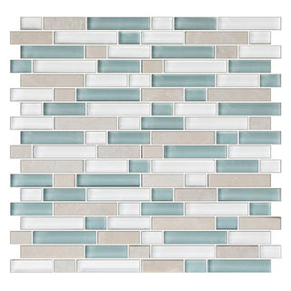 Cream Beige - 12x13 Color Appeal Mosaic Mixed-Color Glossy Smooth Glass Tile