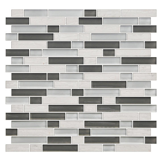 5/8 Color Appeal  Mosaic Mixed-Color Glossy Smooth Glass Tile Cool Gray