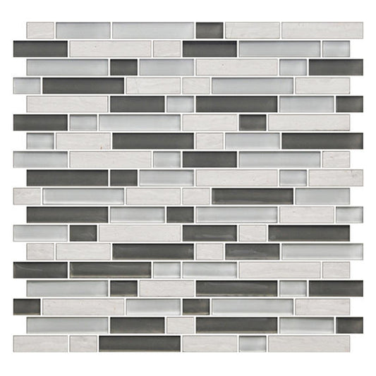 5/8 Color Appeal  Mosaic Mixed-Color Glossy Smooth Glass Tile Cool Gray
