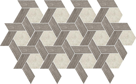 12x10 Historic Limestone Multi-Polygon  Mosaic Mixed-Material Look Matte Textured Porcelain Tile Gray Beige
