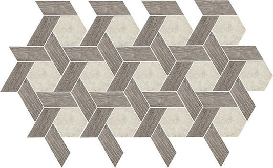 11x13 Historic Limestone Multi-Polygon Mosaic Mixed-Material Look Matte Textured Porcelain Tile
