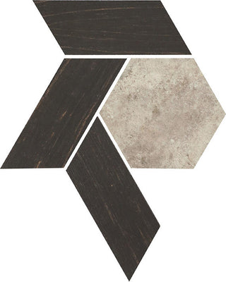 11x13 Historic Limestone Multi-Polygon Mosaic Mixed-Material Look Matte Textured Porcelain Tile