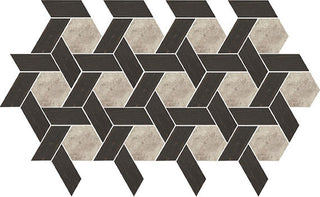 Dark Brown - 11x13 Historic Limestone Multi-Polygon Mosaic Mixed-Material Look Matte Textured Porcelain Tile