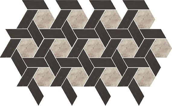 12x10 Historic Limestone Multi-Polygon  Mosaic Mixed-Material Look Matte Textured Porcelain Tile Dark Brown