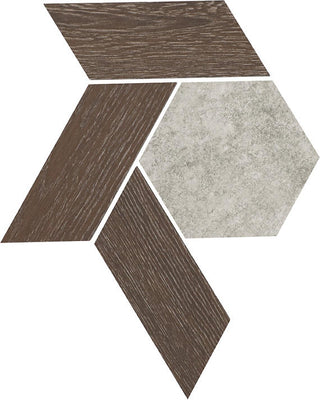 11x13 Historic Limestone Multi-Polygon Mosaic Mixed-Material Look Matte Textured Porcelain Tile