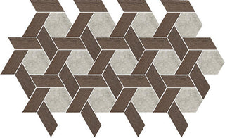 Brown Gray - 11x13 Historic Limestone Multi-Polygon Mosaic Mixed-Material Look Matte Textured Porcelain Tile