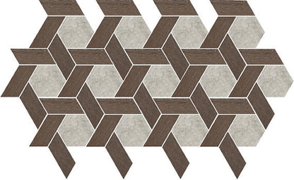 12x10 Historic Limestone Multi-Polygon  Mosaic Mixed-Material Look Matte Textured Porcelain Tile Brown Gray