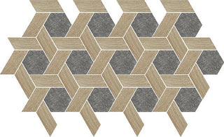 Light Brown - 11x13 Historic Limestone Multi-Polygon Mosaic Mixed-Material Look Matte Textured Porcelain Tile