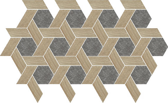 12x10 Historic Limestone Multi-Polygon  Mosaic Mixed-Material Look Matte Textured Porcelain Tile Light Brown