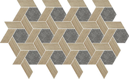 12x10 Historic Limestone Multi-Polygon  Mosaic Mixed-Material Look Matte Textured Porcelain Tile Light Brown