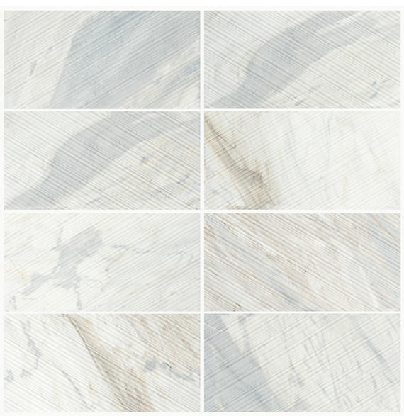 6x12 Pietra Divina Grid Mosaic Natural-Look Honed Smooth Marble Tile Ivory Gold